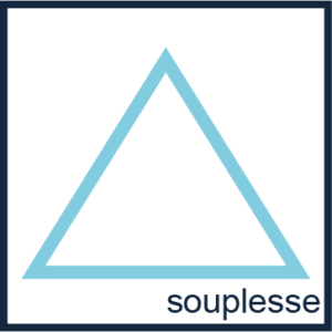 Logo Souplesse représentant un triangle posé sur sa base comme sur des jambes