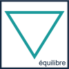 Logo équilibre représentant un triangle tenant en équilibre sur son sommet